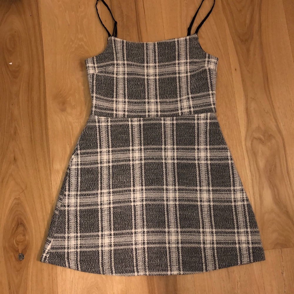 Black white and grey plaid dress NEW